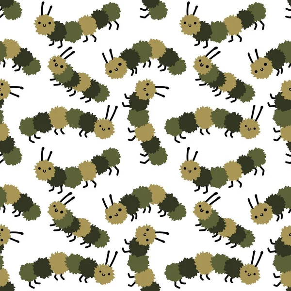 Kids Seamless Cartoon Caterpillar Pattern Fabrics Textiles Packaging Gifts Hobbies — 스톡 사진