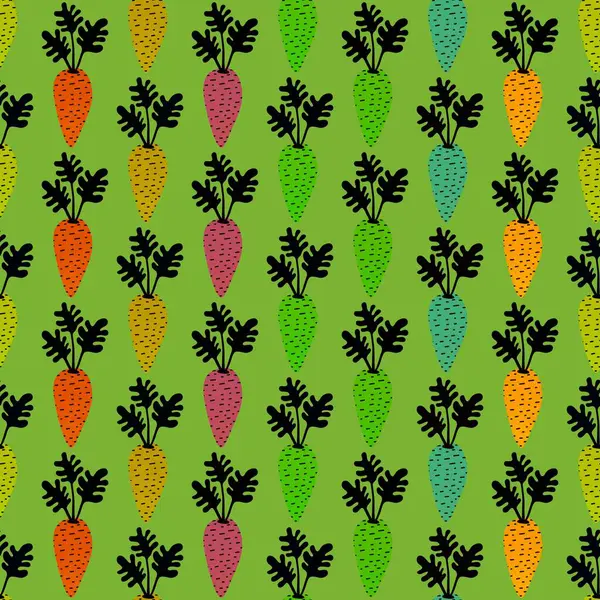 Vegetable Seamless Cartoon Carrot Pattern Wallpaper Fabrics Textiles Packaging Gifts — Zdjęcie stockowe