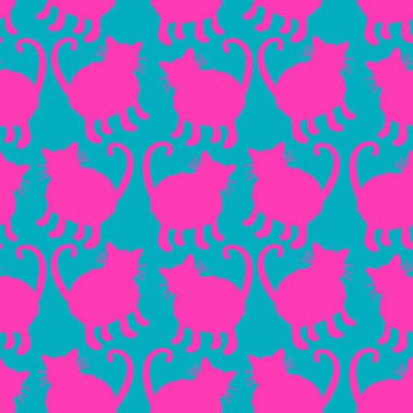 Kumaşlar, tekstil, ambalaj, hediyeler, kartlar, çarşaflar ve ambalaj kağıtları için kusursuz kedi desenleri. Yüksek kalite fotoğraf