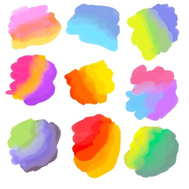 Kumaşlar, kumaşlar, çarşaflar, hediyeler, kartlar, çocuklar ve hobiler için renkli boya lekeleri koyun. Yüksek kalite fotoğraf