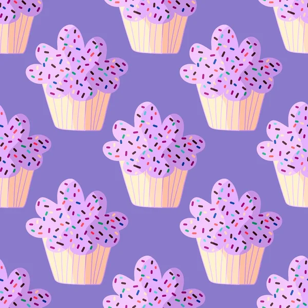 Cupcake Seamless Cartoon Pattern Wallpaper Fabrics Textiles Packaging Gifts Cards — Stok fotoğraf