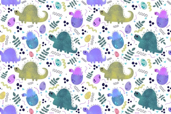 Kids seamless cartoon dinosaur pattern for wallpaper and fabrics and textiles and packaging and gifts and cards and linens and wrapping paper. High quality photo
