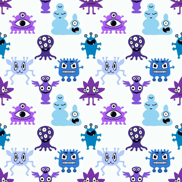 Cartoon Seamless Aliens Monsters Pattern Kids Gifts Cards Linens Wrapping — Stock Photo, Image