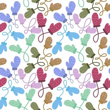 Kış eldivenleri kumaşlar, tekstil ve ambalajlar, Noel hediyeleri, çocuklar ve ambalaj kağıtları için pürüzsüz desen. Yüksek kalite fotoğraf