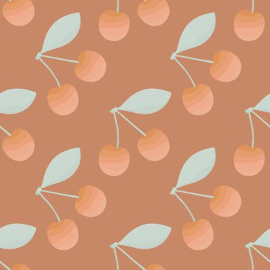 Kumaşlar, tekstil ve ambalajlar, hediyeler, kartlar, çarşaflar, çocuklar ve ambalaj kağıtları ve hobiler için yaz meyvesiz kiraz deseni. Yüksek kalite fotoğraf