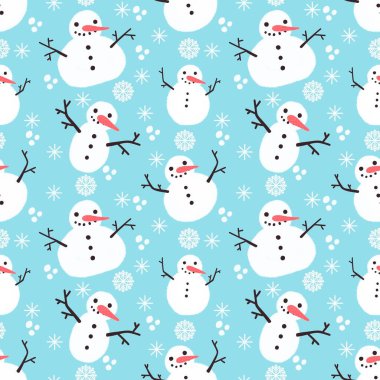 Çocuklar, hediyeler, kartlar, çarşaflar, ambalajlar, kumaşlar ve ambalajlar için kusursuz kardan adam desenleri. Yüksek kalite fotoğraf