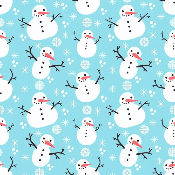 Winter seamless cartoon snowman pattern for kids and gifts and cards and linens and wrapping paper and fabrics and packaging. High quality photo