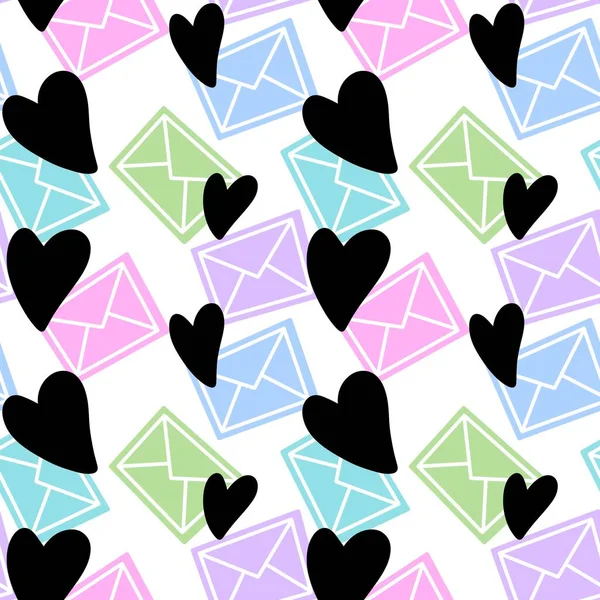 Kids Letter Seamless Envelope Pattern Wallpaper Fabrics Textiles Packaging Gifts — Stok fotoğraf
