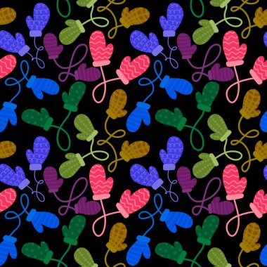 Kış eldivenleri kumaşlar, tekstil ve ambalajlar, Noel hediyeleri, çocuklar ve ambalaj kağıtları için pürüzsüz desen. Yüksek kalite fotoğraf