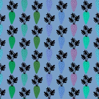 Duvar kağıtları, kumaşlar, tekstil ve ambalajlar, hediyeler, kartlar, çarşaflar ve çocuklar için sebzesiz havuç deseni. Yüksek kalite fotoğraf