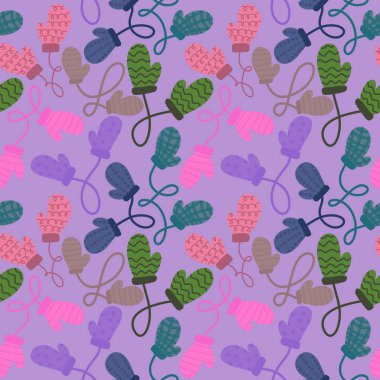 Kış eldivenleri kumaşlar, tekstil ve ambalajlar, Noel hediyeleri, çocuklar ve ambalaj kağıtları için pürüzsüz desen. Yüksek kalite fotoğraf