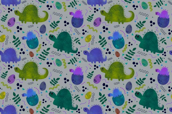 Kids seamless cartoon dinosaur pattern for wallpaper and fabrics and textiles and packaging and gifts and cards and linens and wrapping paper. High quality photo