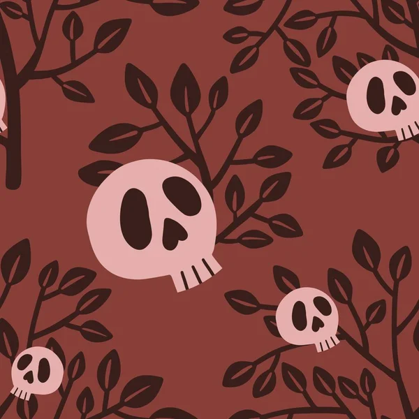 Halloween seamless skulls and trees pattern for fabrics and textiles and kids and wrapping paper and posters and packaging. High quality photo