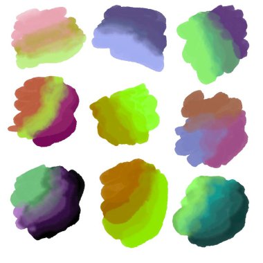 Kumaşlar, kumaşlar, çarşaflar, hediyeler, kartlar, çocuklar ve hobiler için renkli boya lekeleri koyun. Yüksek kalite fotoğraf