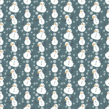 Çocuklar, hediyeler, kartlar, çarşaflar, ambalajlar, kumaşlar ve ambalajlar için kusursuz kardan adam desenleri. Yüksek kalite fotoğraf