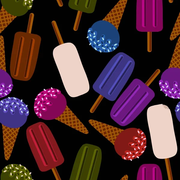 Patrón Helado Dibujos Animados Sin Costuras Verano Para Telas Textiles — Foto de Stock