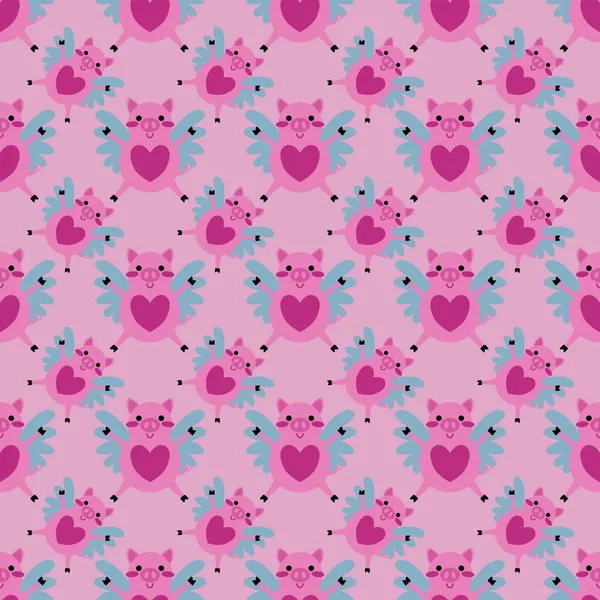 Kids seamless cartoon pigs pattern for fabrics and textiles and packaging and gifts and cards and linens and wrapping paper. High quality photo