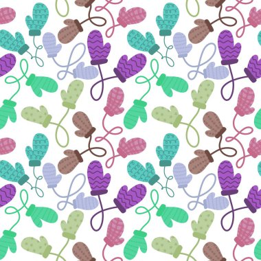 Kış eldivenleri kumaşlar, tekstil ve ambalajlar, Noel hediyeleri, çocuklar ve ambalaj kağıtları için pürüzsüz desen. Yüksek kalite fotoğraf