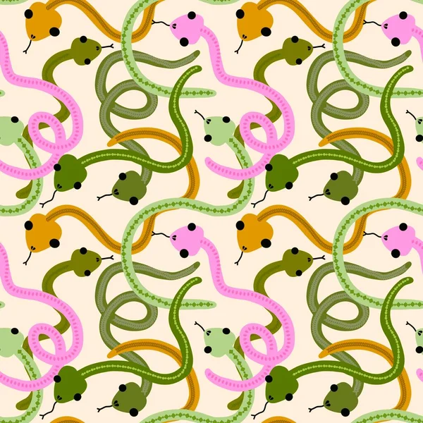 Cartoon seamless snakes pattern for wallpaper and fabrics and textiles and packaging and gifts and cards and linens and kids and wrapping paper. High quality photo