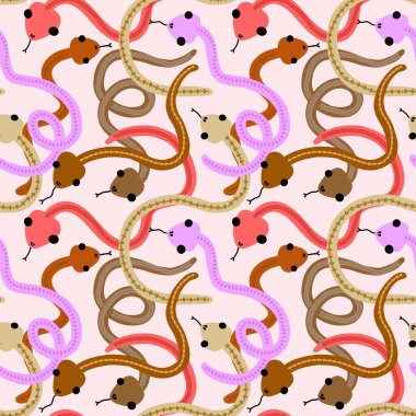 Cartoon seamless snakes pattern for wallpaper and fabrics and textiles and packaging and gifts and cards and linens and kids and wrapping paper. High quality photo