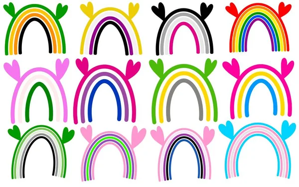 Set LGBT rainbow flags for stickers and cards and gifts and hobbies and pride month. High quality photo