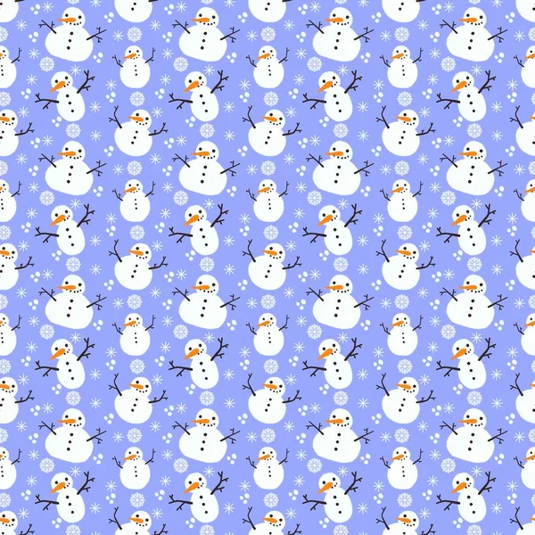 Winter seamless cartoon snowman pattern for kids and gifts and cards and linens and wrapping paper and fabrics and packaging. High quality photo