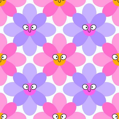 Kumaşlar, tekstil ürünleri, ambalajlar, ambalaj kağıtları ve çocuklar için basit, dikişsiz çiçek deseni. Yüksek kalite fotoğraf