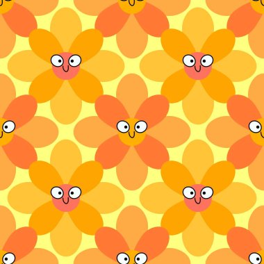 Kumaşlar, tekstil ürünleri, ambalajlar, ambalaj kağıtları ve çocuklar için basit, dikişsiz çiçek deseni. Yüksek kalite fotoğraf