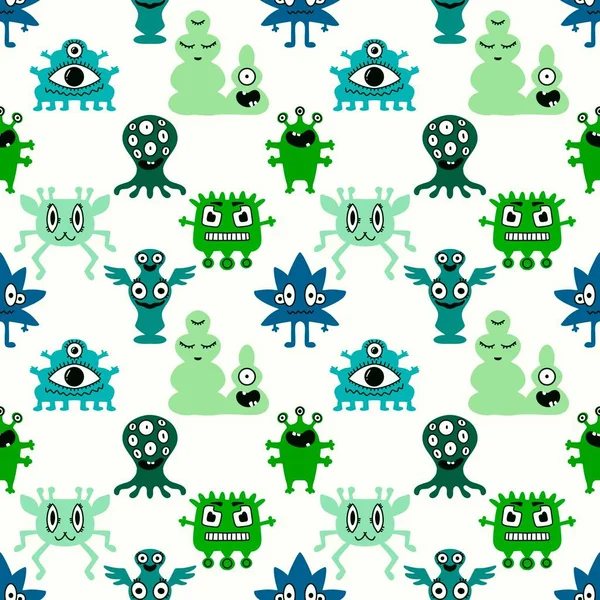 Patrón Alienígenas Monstruos Sin Costura Dibujos Animados Para Niños Regalos — Foto de Stock