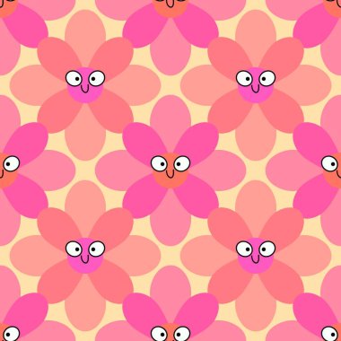 Kumaşlar, tekstil ürünleri, ambalajlar, ambalaj kağıtları ve çocuklar için basit, dikişsiz çiçek deseni. Yüksek kalite fotoğraf