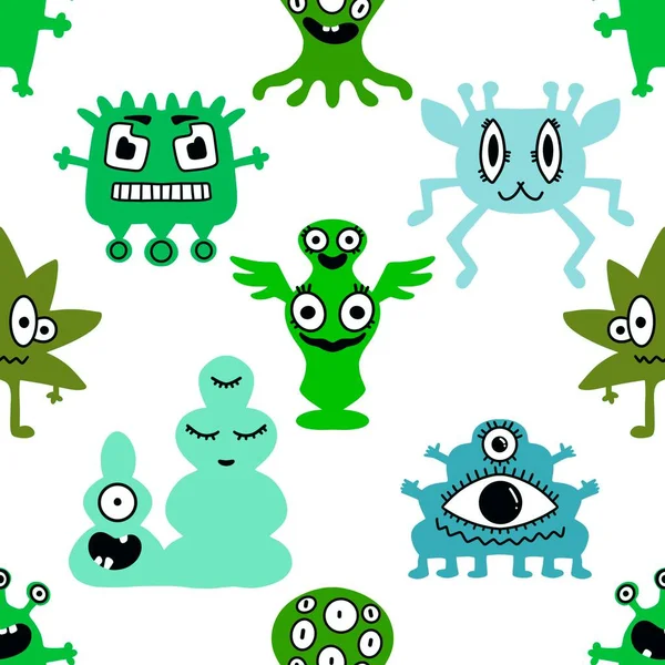 Desenhos Animados Sem Costura Aliens Monstros Padrão Para Crianças Presentes — Fotografia de Stock