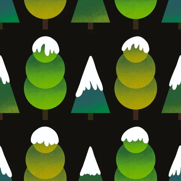 Осенний Абстрактный Бесшовный Геометрический Рисунок Деревьев Тканей Оберточной Бумаги Подарков — стоковое фото