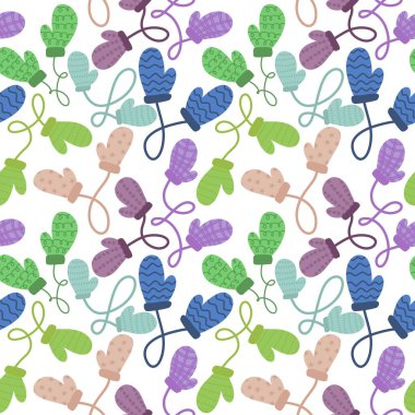 Kış eldivenleri kumaşlar, tekstil ve ambalajlar, Noel hediyeleri, çocuklar ve ambalaj kağıtları için pürüzsüz desen. Yüksek kalite fotoğraf