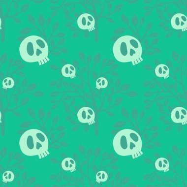 Cadılar Bayramı 'nda kumaşlar, tekstil ve çocuklar ve ambalajlar, posterler ve ambalajlar için kusursuz kafatası ve ağaç desenleri. Yüksek kalite fotoğraf