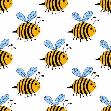 Duvar kağıtları, kumaşlar, tekstil ve ambalajlar, hediyeler, kartlar, çarşaflar ve ambalaj kağıtları için kusursuz arı deseni. Yüksek kalite fotoğraf