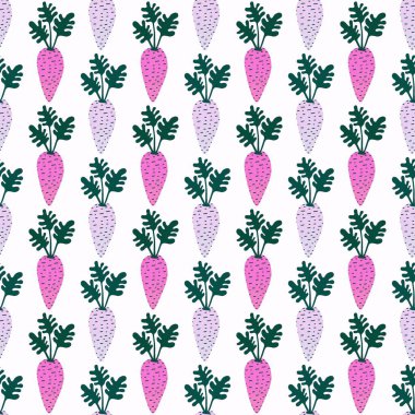 Duvar kağıtları, kumaşlar, tekstil ve ambalajlar, hediyeler, kartlar, çarşaflar ve çocuklar için sebzesiz havuç deseni. Yüksek kalite fotoğraf