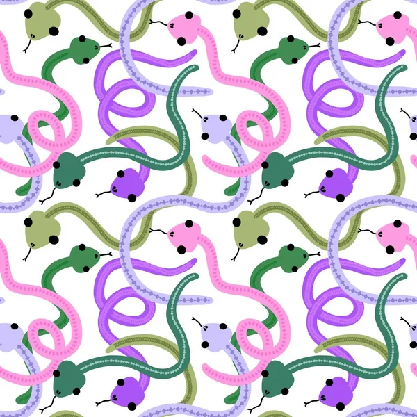 Cartoon Seamless Snakes Pattern Wallpaper Fabrics Textiles Packaging Gifts Cards — Stock Fotó