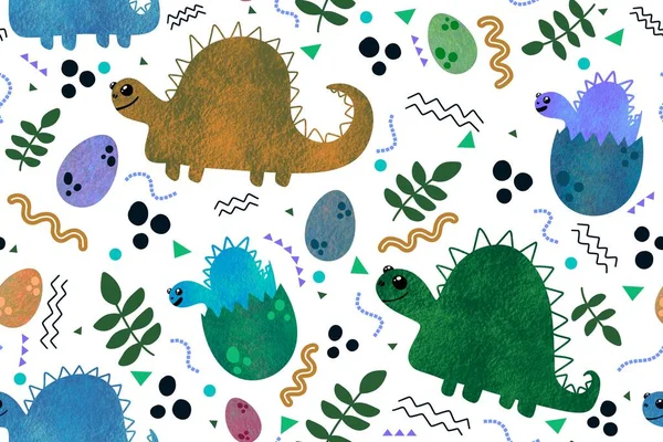 Kids seamless cartoon dinosaur pattern for wallpaper and fabrics and textiles and packaging and gifts and cards and linens and wrapping paper. High quality photo