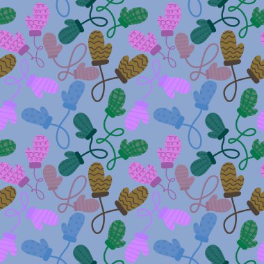 Kış eldivenleri kumaşlar, tekstil ve ambalajlar, Noel hediyeleri, çocuklar ve ambalaj kağıtları için pürüzsüz desen. Yüksek kalite fotoğraf