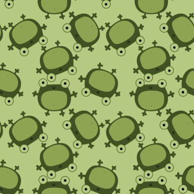 Çocuklar, anaokulu, kumaşlar ve ambalaj kağıtları için çizgi filmsiz kawaii kurbağaları deseni. Yüksek kalite fotoğraf