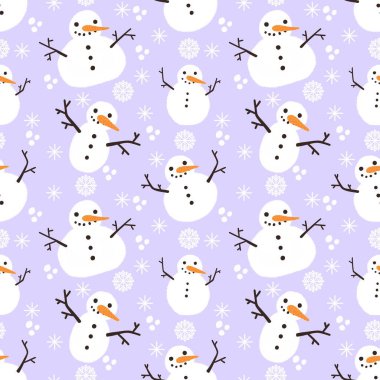 Çocuklar, hediyeler, kartlar, çarşaflar, ambalajlar, kumaşlar ve ambalajlar için kusursuz kardan adam desenleri. Yüksek kalite fotoğraf