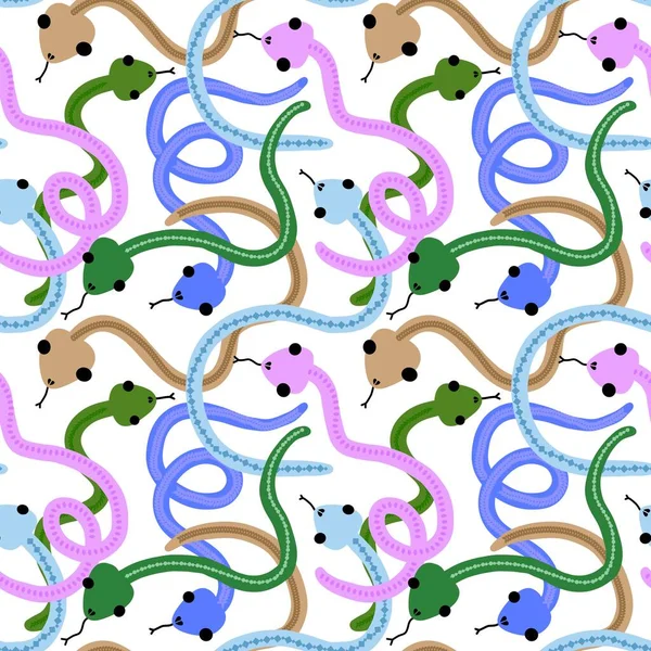 Cartoon seamless snakes pattern for wallpaper and fabrics and textiles and packaging and gifts and cards and linens and kids and wrapping paper. High quality photo