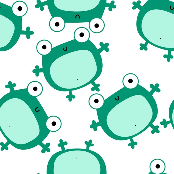 Cartoon Seamless Kawaii Frogs Pattern Kids Kindergarten Fabrics Wrapping Paper — Stock Photo, Image
