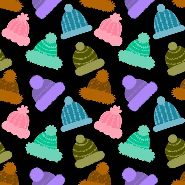 Winter hat seamless cartoon pattern for fabrics and textiles and packaging and gifts and cards and linens and kids and wrapping paper. High quality photo