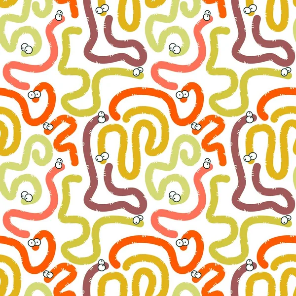 Padrão Worms Sem Costura Desenhos Animados Para Crianças Presentes Papel — Fotografia de Stock