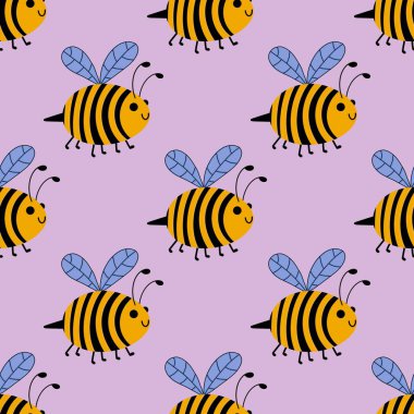 Duvar kağıtları, kumaşlar, tekstil ve ambalajlar, hediyeler, kartlar, çarşaflar ve ambalaj kağıtları için kusursuz arı deseni. Yüksek kalite fotoğraf