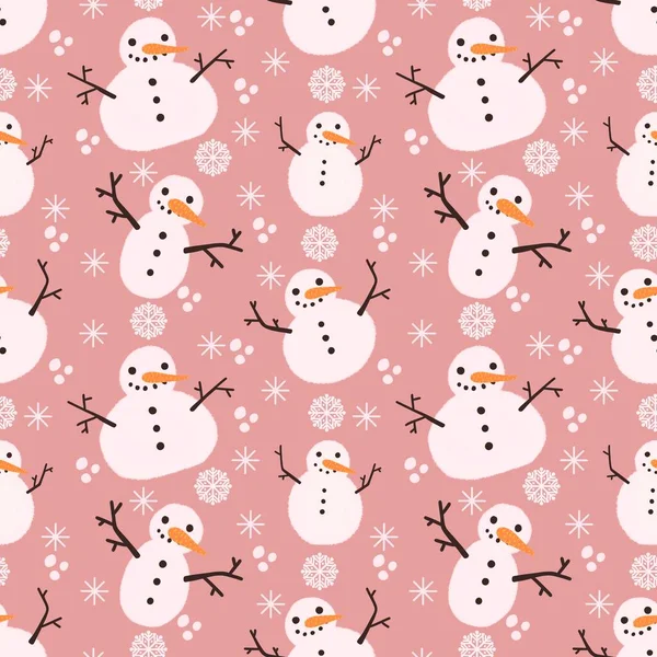Winter seamless cartoon snowman pattern for kids and gifts and cards and linens and wrapping paper and fabrics and packaging. High quality photo