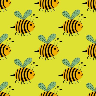 Kids seamless bee pattern for wallpaper and fabrics and textiles and packaging and gifts and cards and linens and wrapping paper. High quality photo