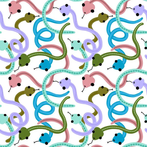 Cartoon seamless snakes pattern for wallpaper and fabrics and textiles and packaging and gifts and cards and linens and kids and wrapping paper. High quality photo