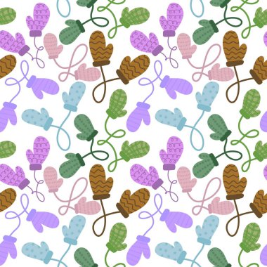 Kış eldivenleri kumaşlar, tekstil ve ambalajlar, Noel hediyeleri, çocuklar ve ambalaj kağıtları için pürüzsüz desen. Yüksek kalite fotoğraf